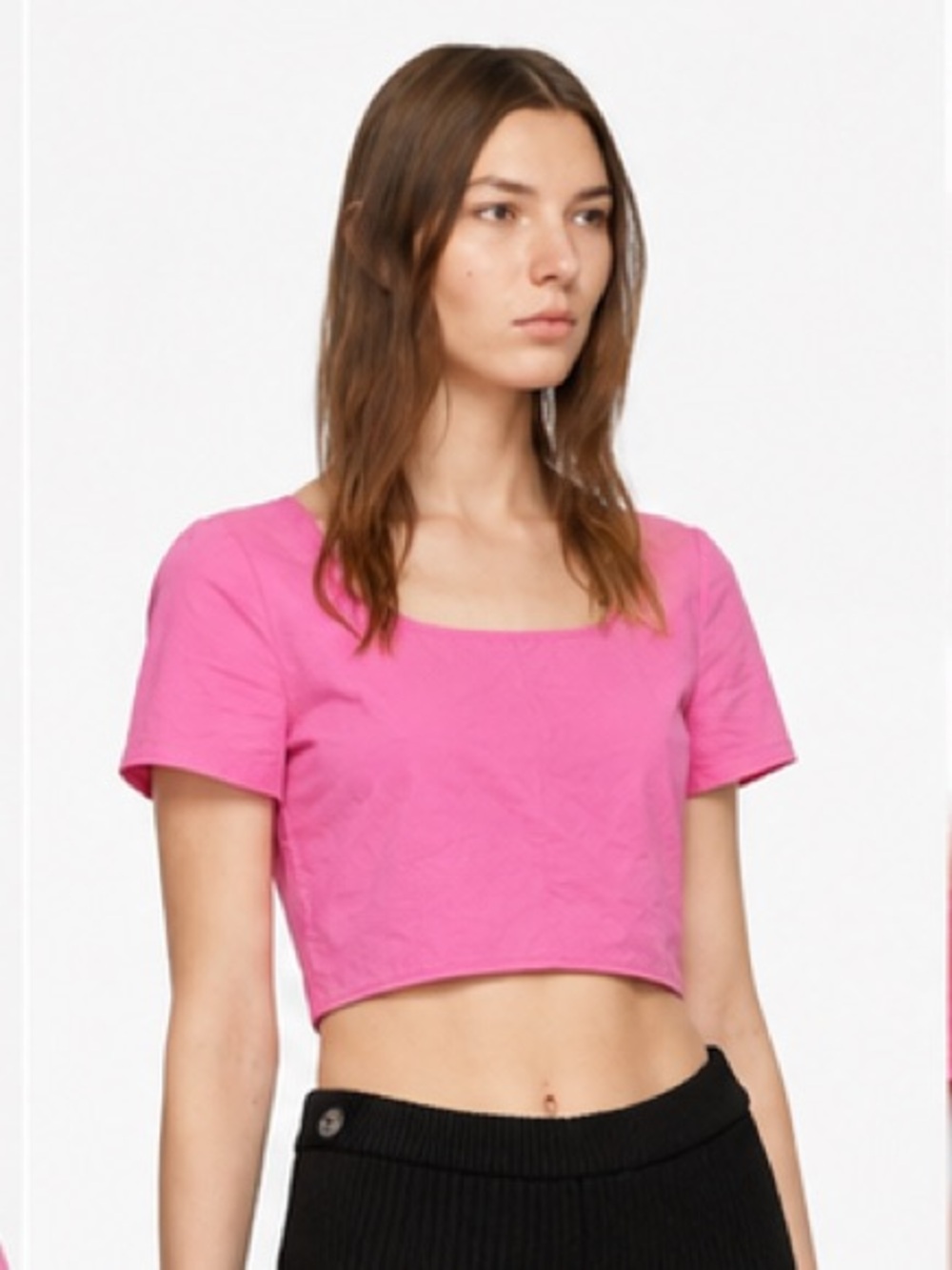 Staud Linen/Cotton Cropped Top - Size M - pink